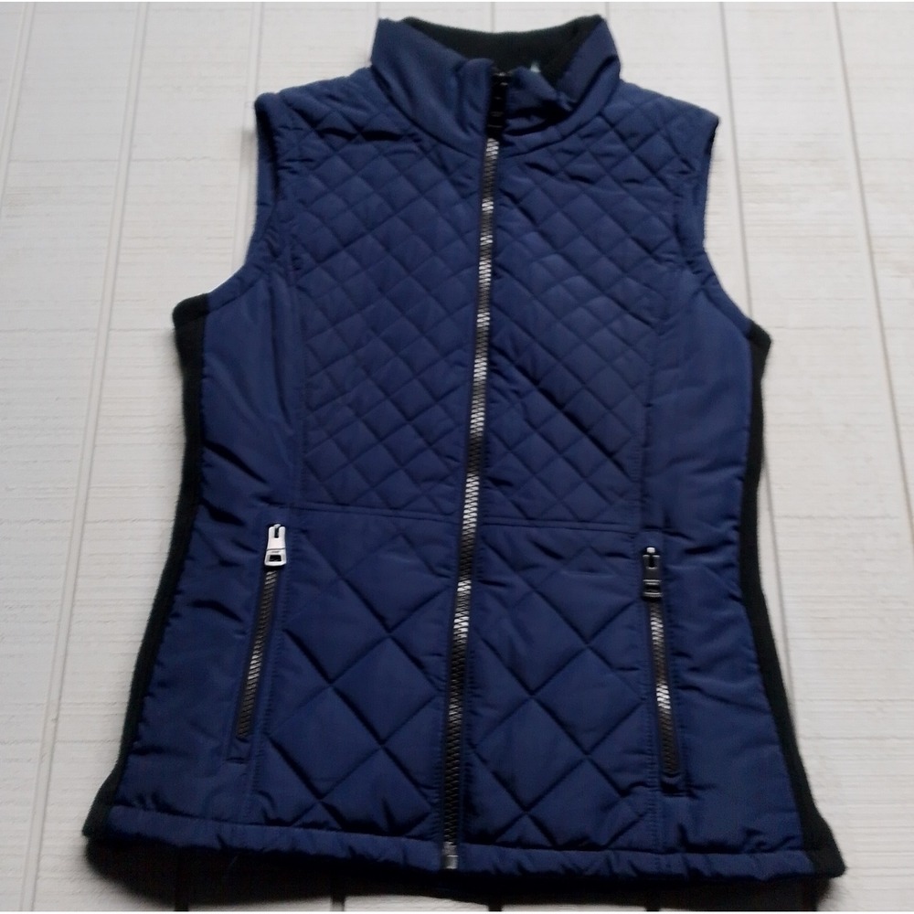 Andrew Marc Vest Women's S Blue Quilted Sleeveless Insulated Full Zip - Pockets